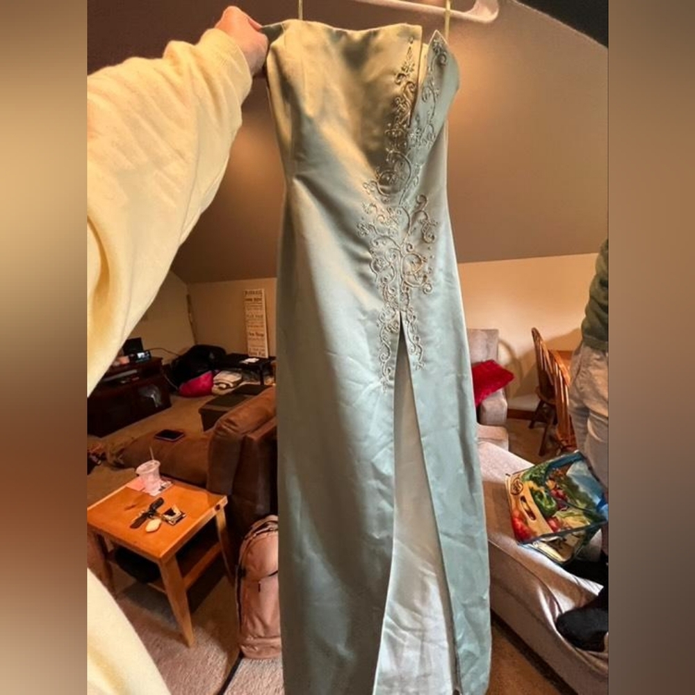 Elegant Light Blue Embroidered Gown - Picture 1 of 5